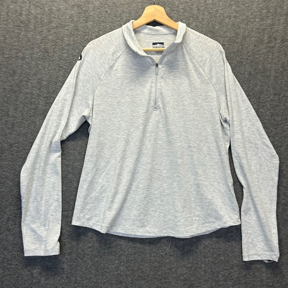 Orvis Womens Gray Heather O2X Quarter Zip Pullover Long Sleeve Top Large 3FKL